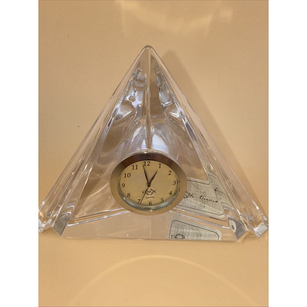 VINTAGE Lenox Crystal Ovations Trinity Crystal Desk Clock Needs Battery